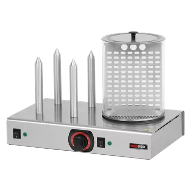 Hot dog machine warmer  4 spike with glass cylinder | REDFOX - HD 04 N