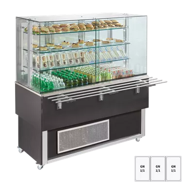 Chilled display unit GN 3-1/1 bottom cover, opening to the sides, Wenge | REDFOX - ES PLATINUM+ 3W DS