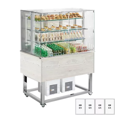 Chilled display unit GN 4-1/1 bottom cover, upwards opening, Hemlock | REDFOX - ES PLATINUM+ 4H DF