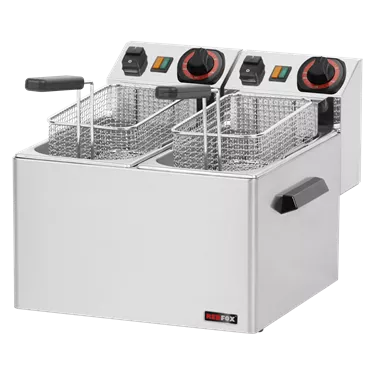 Electric fryer 2 baskets 0,42 kW/l, 5+5 l counter top 230 V | REDFOX - FE 44