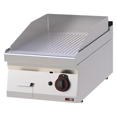 Fry-top griddle plate 40x51 gas chromed grooved without cabinet | REDFOX - FTRC 70/04 G