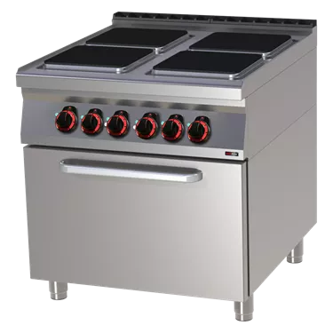 Cooking range electric with static electric oven GN 2/1 - 4x plate  | REDFOX - SPQT 90/80 21 E