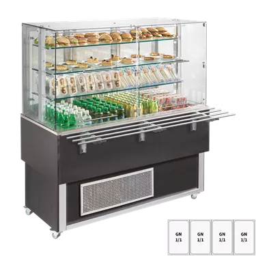 Chilled display unit GN 4-1/1 bottom cover, upwards opening, Wenge | REDFOX - ES PLATINUM+ 4W DF