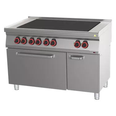 Cooking range electric with 6 solid top plates with oven GN 2/1 | REDFOX - SPLT 70/120-21 E
