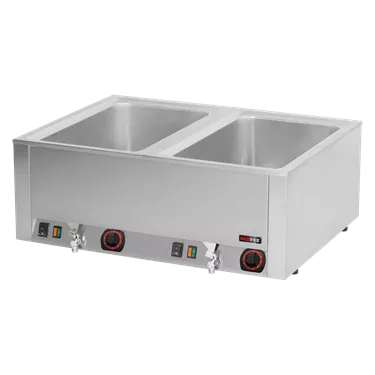 Bain marie electric 2x GN 1/1 - 200 counter top with drain tap | REDFOX - BMV 2120