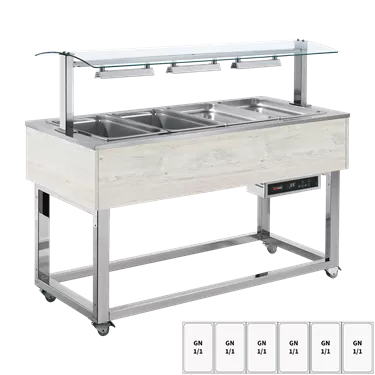 Food display island heated, bain marie tub GN 6-1/1 Hemlock | REDFOX - ES RED+ 6H