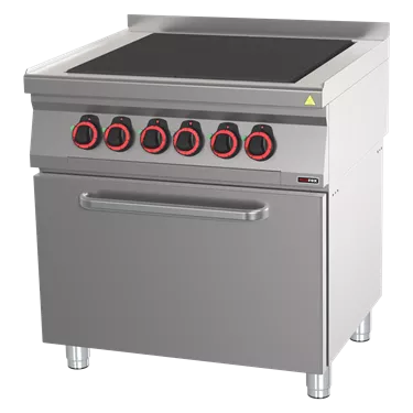 Cooking range electric with 4 solid top plate with oven GN 1/1 | REDFOX - SPLT 70/80-11 E