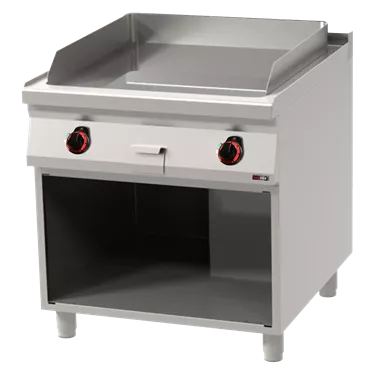 Fry-top griddle plate 71x65 electric chromed smooth on open cabinet 400 V | REDFOX - FTHC 90/80 E