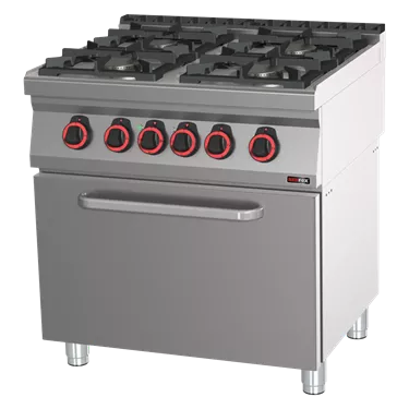Cooking range combined with static electric oven GN 2/1 - 4x burner ECO  | REDFOX - SPBT 70/80 21 GE