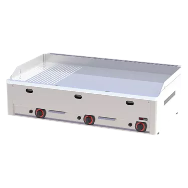 Fry-top griddle plate 97x48 gas chromed combined counter top | REDFOX - FTHRC 90 G