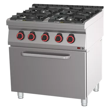 Cooking range combined with electric convection oven GN 1/1 - 4x burner  | REDFOX - SPT 70/80 11 GE