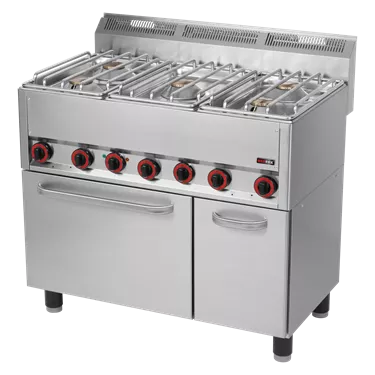 Cooking range combined with electric convection oven GN 1/1 - 5x burner  | REDFOX - SPT 90/5 GLS