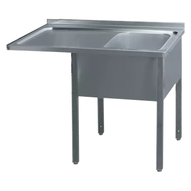 Washing table 140x70x90 - 1x sink 50x40x30 drain area left | REDFOX - MSJOL/M 7014