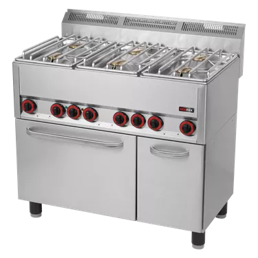Cooking range combined with electric convection oven GN 1/1 - 6x burner  | REDFOX - SPT 90 GLS