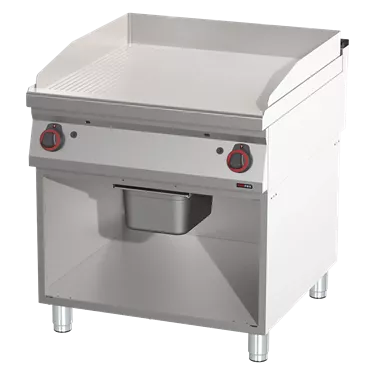 Fry-top griddle plate smooth/grooved chrom | REDFOX - FTHRC 90/80 G