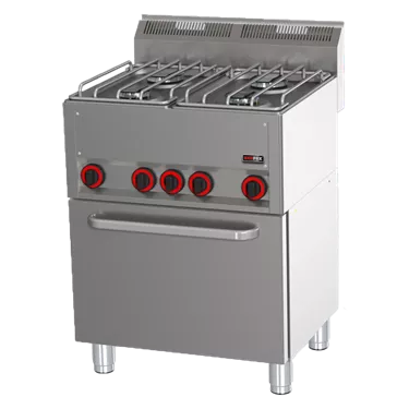 Cooking range combined with electric convection oven GN 1/1 - 4x burner  | REDFOX - SPT 60 GL