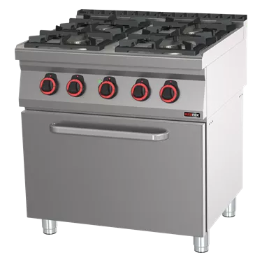 Cooking range combined with electric convection oven GN 1/1 - 4x burner ECO  | REDFOX - SPBT 70/80 11 GE