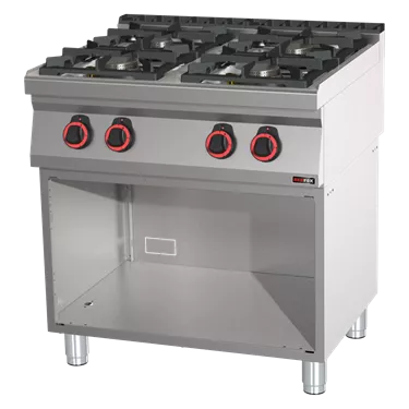 Cooking range gas 4x burner on open cabinet | REDFOX - SP 70/80 G