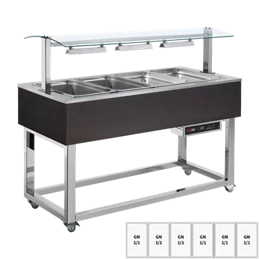 Food display island heated, bain marie tub GN 6-1/1 Wenge | REDFOX - ES RED+ 6W