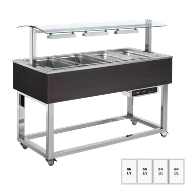 Food display island heated, bain marie tub GN 4-1/1 Wenge | REDFOX - ES RED+ 4W