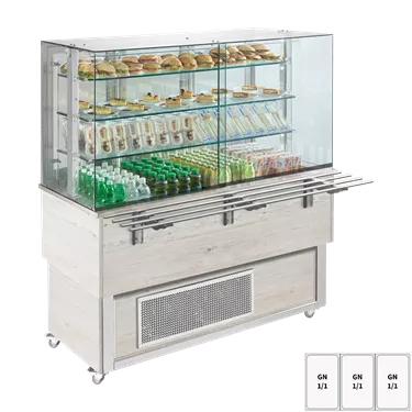 Chilled display unit GN 3-1/1 bottom cover, opening to the sides, Hemlock | REDFOX - ES PLATINUM+ 3H DS