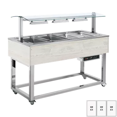Food display island heated, bain marie tub GN 3-1/1 Hemlock | REDFOX - ES RED+ 3H