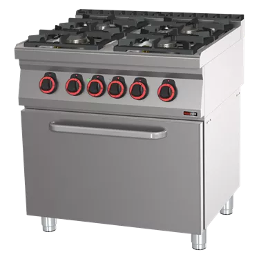 Cooking range combined with static electric oven GN 2/1 - 4x burner  | REDFOX - SPT 70/80 21 GE