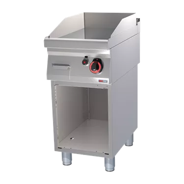 Fry-top griddle plate 40x51 gas chromed smooth on open cabinet | REDFOX - FTHC 70/40 G