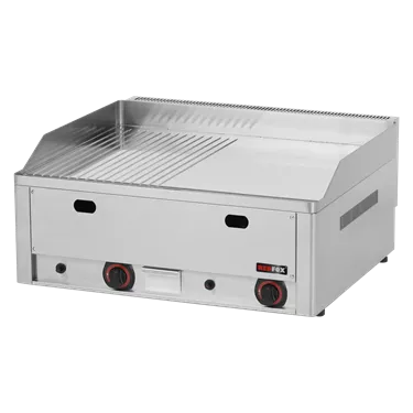 Fry-top griddle plate 65x48 gas chromed combined counter top | REDFOX - FTHRC 60 G