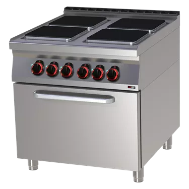 Cooking range electric with electric convection oven GN 1/1 - 4x plate 400 V | REDFOX - SPQT 90/80 11 E