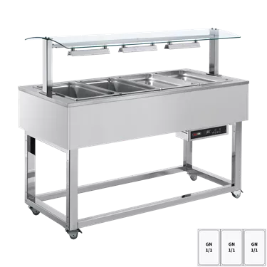 Food display island heated, bain marie tub GN 3-1/1 RAL | REDFOX - ES RED+ 3R