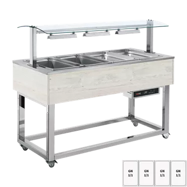 Food display island heated, bain marie tub GN 4-1/1 Hemlock | REDFOX - ES RED+ 4H
