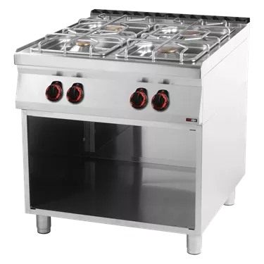 Cooking range gas 4x burner on open cabinet | REDFOX - SP 90/80 G
