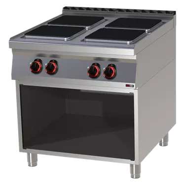Cooking range electric 4x plate on open cabinet 400 V | REDFOX - SPQ 90/80 E