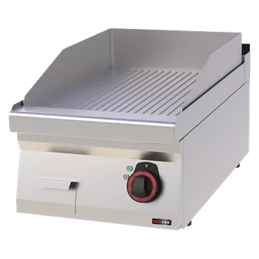 Fry-top griddle plate 40x51 electric chromed grooved without cabinet 400 V | REDFOX - FTRC 70/04 E