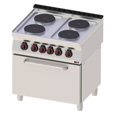 Cooking range electric with static electric oven GN 2/1 - 4x plate 400 V | REDFOX - SPT 70/80 21 E