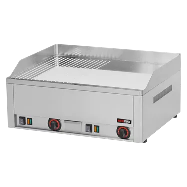 Fry-top griddle plate 65x48 electric chromed combined counter top 400 V | REDFOX - FTHRC 60 E