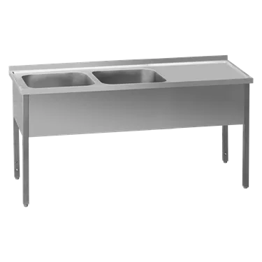 Washing table 210x60x90 - 2x sink 60x50x30 drain area right | REDFOX - MSDOP 6021