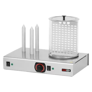 Hot dog machine warmer  3 spike with glass cylinder | REDFOX - HD 03 N