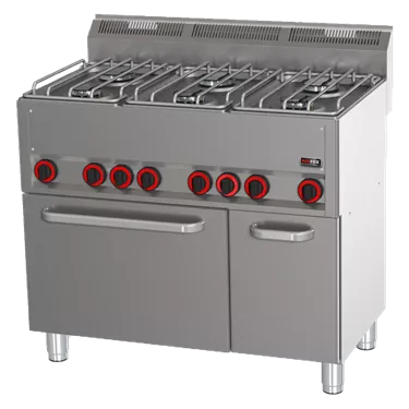 Cooking range combined with electric convection oven GN 1/1 - 6x burner  | REDFOX - SPT 90 GL