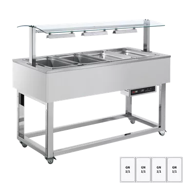 Food display island heated, bain marie tub GN 4-1/1 RAL | REDFOX - ES RED+ 4R