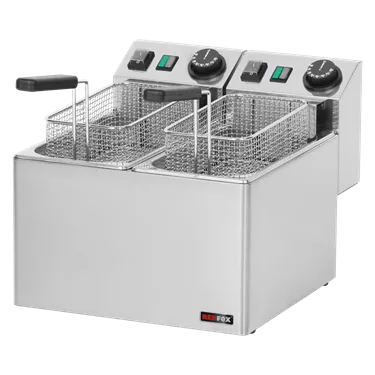 Electric fryer 2 baskets 0,42 kW/l, 5+5 l counter top 230 V | REDFOX - FE 44 E