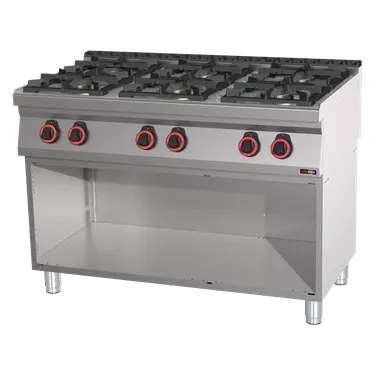 Cooking range gas 6x burner ECO on open cabinet | REDFOX - SPB 70/120 G