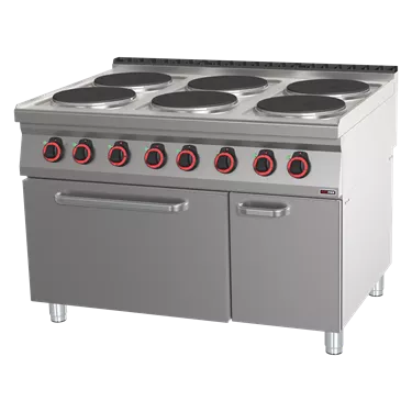 Cooking range electric 6x plates with oven GN 2/1 | REDFOX - SPT 90/120-21 E