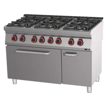 Cooking range combined with static electric oven GN 2/1 - 6x burner ECO  | REDFOX - SPBT 70/120 21 GE