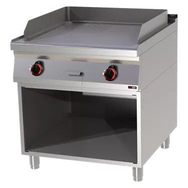 Fry-top griddle plate 71x65 electric combined on open cabinet 400 V | REDFOX - FTHR 90/80 E