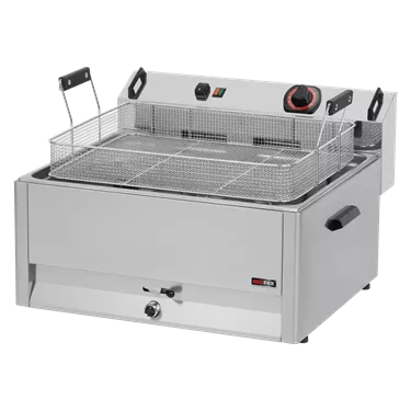 Electric fryer 0,5 kW/l, 30 l counter top drain tap 400 V | REDFOX - FE 60 T