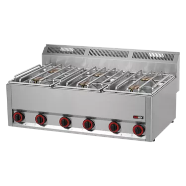 Cooking range gas 6x burner without cabinet | REDFOX - SP 90 GLS