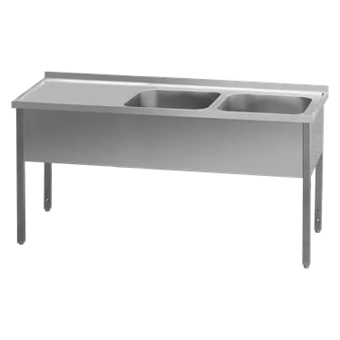 Washing table 140x70x90 - 2x sink 40x50x30 drain area left | REDFOX - MSDOL 7014