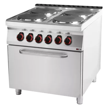 Cooking range electric with static electric oven GN 2/1 - 4x plate 400 V | REDFOX - SPT 90/80 21 E